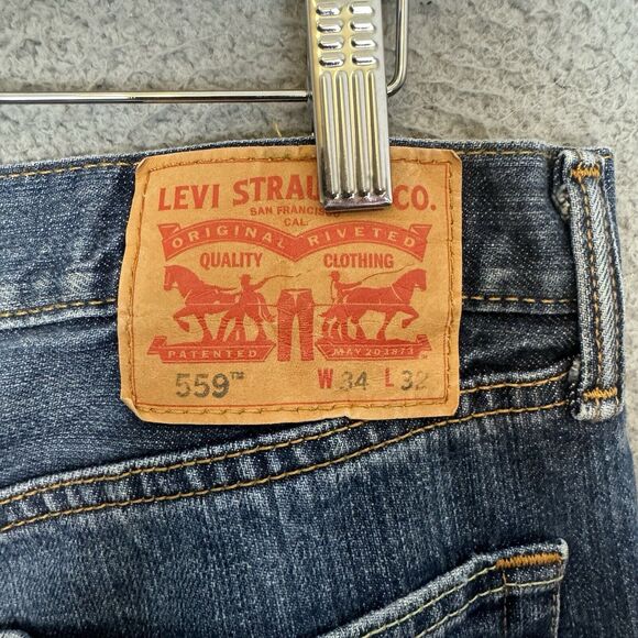 Levis Jeans Mens 34x31 559 Blue Relaxed Straight Leg Denim Pants - Picture 7 of 8